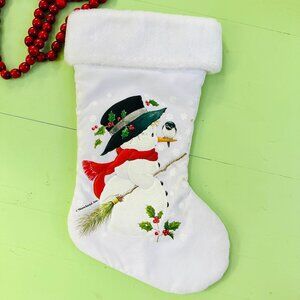 Vintage Christmas Stocking Snowman Ruth Morehead Xmas Stocking Snowman Decor